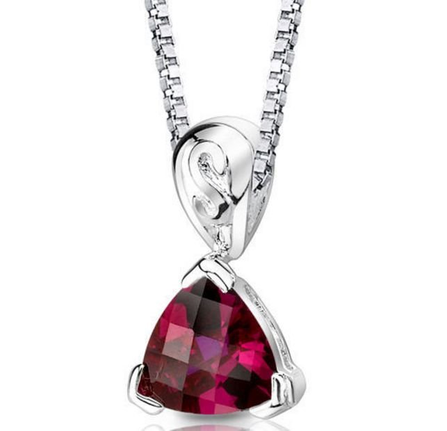 Image 1 of Red Ruby Trillion Cut Fancy Detail Sterling Silver Pendant