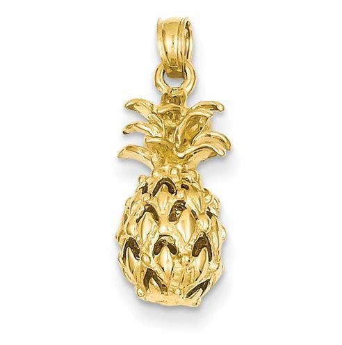 Image 1 of Pineapple Tropical Fruit Textured 14K Yellow Gold Pendant Charm