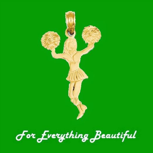 Image 0 of Cheerleader Pom Poms Satin Polished 14K Yellow Gold Pendant Charm