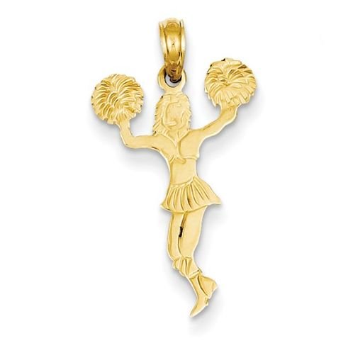 Image 1 of Cheerleader Pom Poms Satin Polished 14K Yellow Gold Pendant Charm