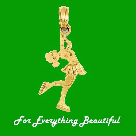 Image 0 of Ice Skating Figure Satin Polished 14K Yellow Gold Pendant Charm