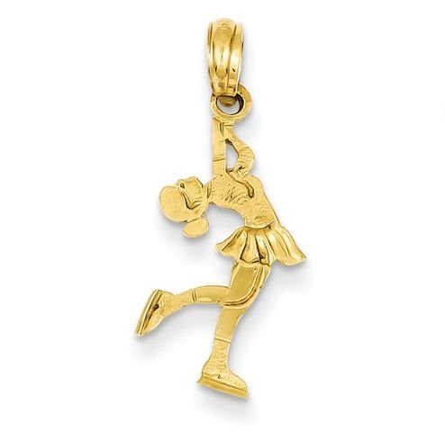Image 1 of Ice Skating Figure Satin Polished 14K Yellow Gold Pendant Charm