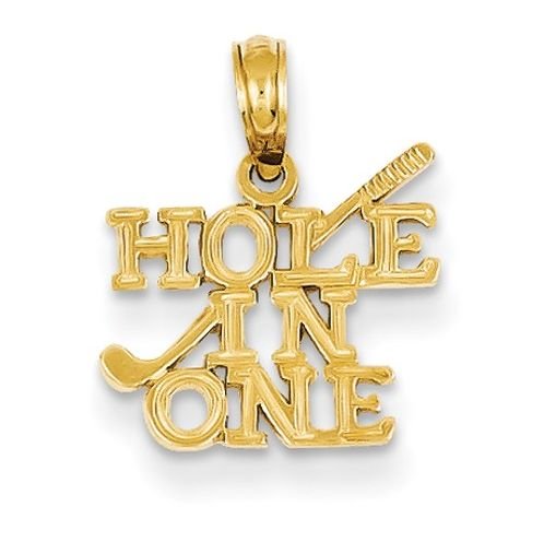 Image 1 of Hole In One Script Small 14K Yellow Gold Pendant Charm