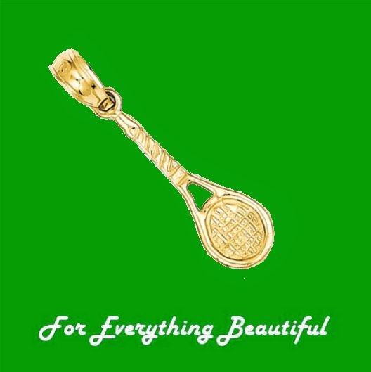 Image 0 of Tennis Racquet Polished Small 14K Yellow Gold Pendant Charm