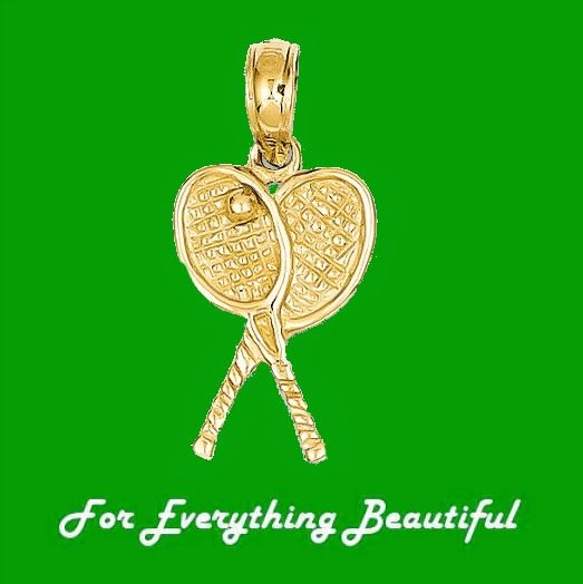 Image 0 of Two Tennis Racquets Polished Small 14K Yellow Gold Pendant Charm