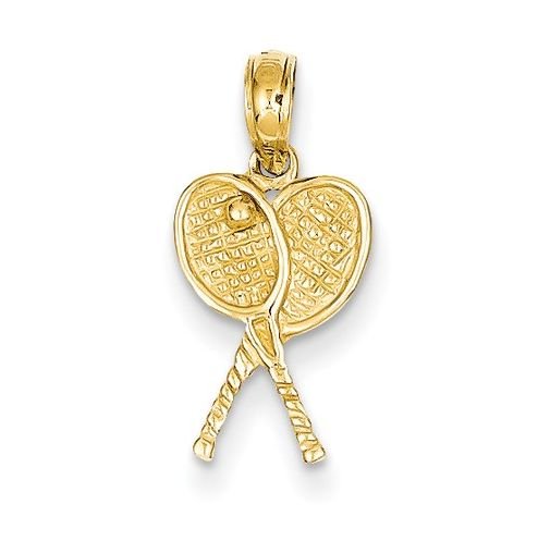 Image 1 of Two Tennis Racquets Polished Small 14K Yellow Gold Pendant Charm