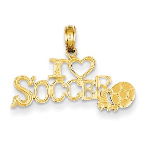 Image 1 of I Love Soccer Script Small 14K Yellow Gold Pendant Charm