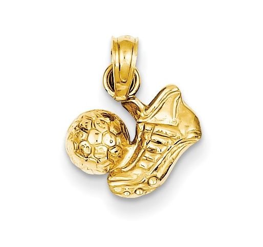 Image 1 of Football Boot With Ball Polished Small 14K Yellow Gold Pendant Charm