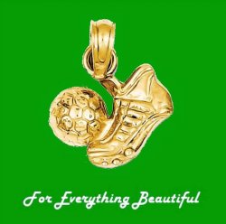 Football Boot With Ball Polished Small 14K Yellow Gold Pendant Charm