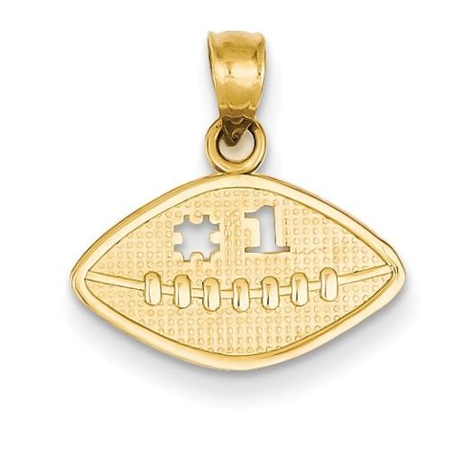 Image 1 of Football Textured Small 14K Yellow Gold Pendant Charm