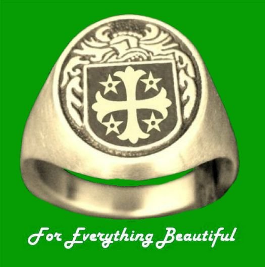 Image 0 of Knight Series Raised Relief Irish Coat of Arms 14K Yellow Gold Mens Ring