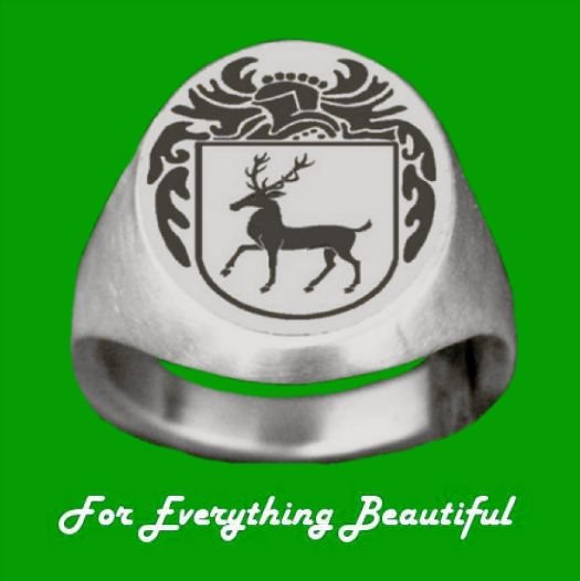 Image 0 of Knight Series Irish Surname Coat of Arms 14K White Gold Mens Ring