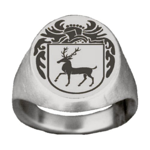 Image 1 of Knight Series Irish Surname Coat of Arms 14K White Gold Mens Ring