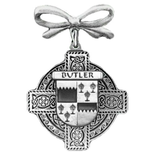 Image 1 of Celtic Cross Bow Irish Coat of Arms Sterling Silver Brooch