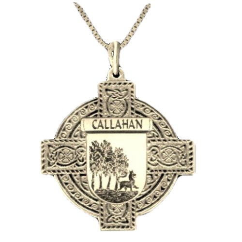 Image 1 of Irish Celtic Cross Irish Coat of Arms Family Crest 10K Yellow Gold Pendant