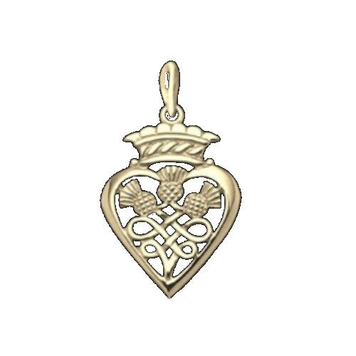 Image 1 of Three Thistles Design Luckenbooth Tiny 14K Yellow Gold Charm