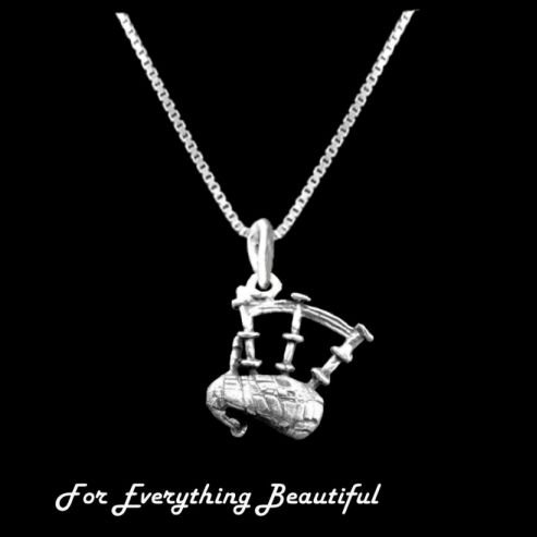 Image 0 of Bagpipe Scotland Themed Small Sterling Silver Pendant