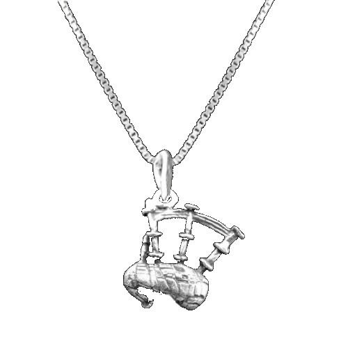 Image 1 of Bagpipe Scotland Themed Small Sterling Silver Pendant
