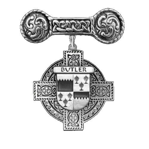 Image 1 of Iona Bar Celtic Cross Irish Coat of Arms Sterling Silver Brooch
