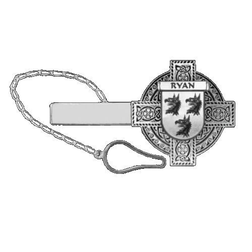 Image 1 of Celtic Cross Irish Coat of Arms Sterling Silver Mens Tie Bar