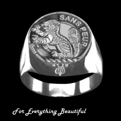 Image 0 of Clan Badge Raised Relief Clan Crest Sterling Silver Mens Ring