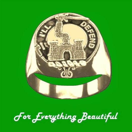 Image 0 of Clan Badge Raised Relief Clan Crest 10K Yellow Gold Mens Ring 