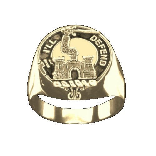 Image 1 of Clan Badge Raised Relief Clan Crest 10K Yellow Gold Mens Ring 