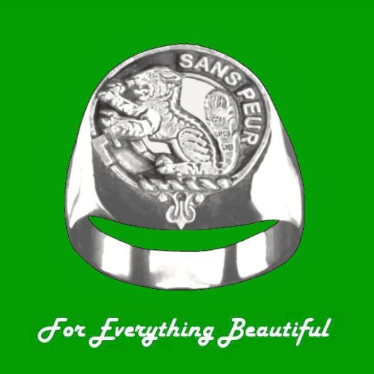 Image 0 of Clan Badge Raised Relief Clan Crest 10K White Gold Mens Ring 