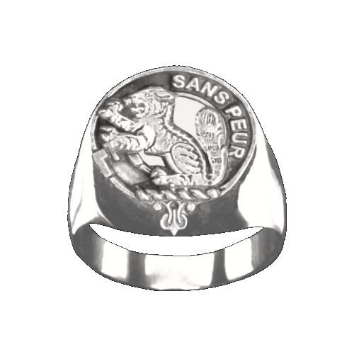 Image 1 of Clan Badge Raised Relief Clan Crest 10K White Gold Mens Ring 