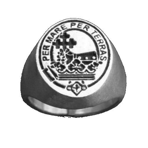 Image 1 of Clan Badge Engraved Oval Clan Crest Sterling Silver Mens Ring