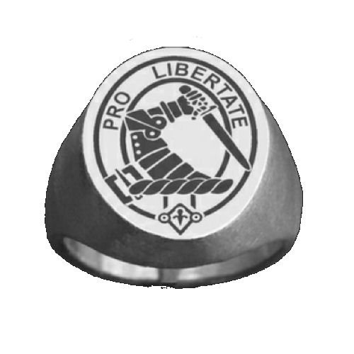 Image 3 of Clan Badge Engraved Oval Clan Crest Sterling Silver Mens Ring