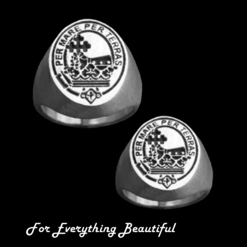 Image 4 of Clan Badge Engraved Oval Clan Crest Sterling Silver Mens Ring