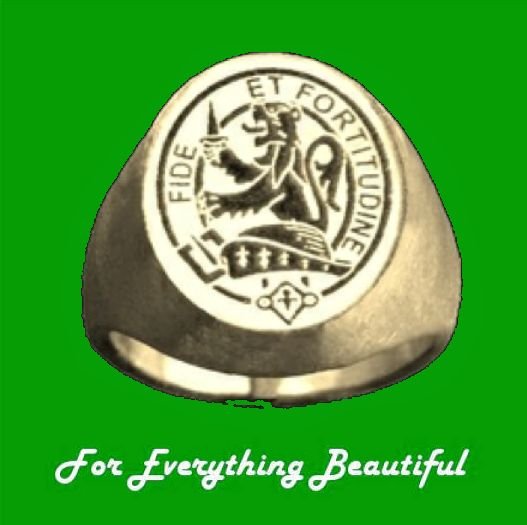 Image 0 of Clan Badge Engraved Oval Clan Crest 10K Yellow Gold Mens Ring 