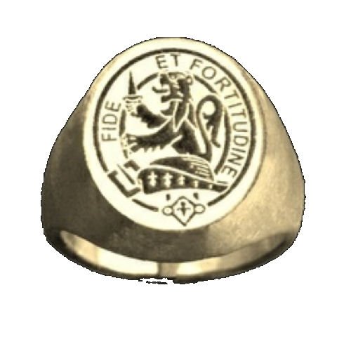 Image 1 of Clan Badge Engraved Oval Clan Crest 10K Yellow Gold Mens Ring 