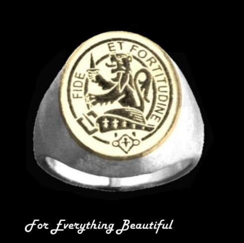 Image 0 of Clan Badge Engraved Oval Clan Crest Two Tone Ladies Ring