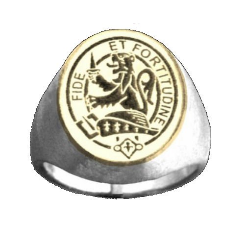 Image 1 of Clan Badge Engraved Oval Clan Crest Two Tone Mens Ring