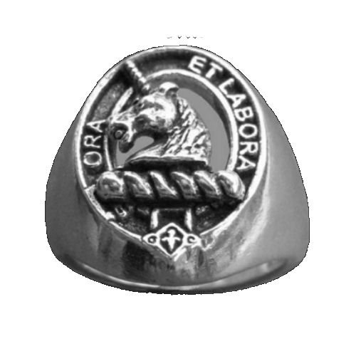 Image 1 of Clan Badge Raised Relief Oval Clan Crest Sterling Silver Mens Ring