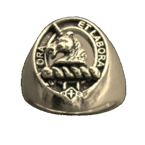 Image 1 of Clan Badge Raised Relief Oval Clan Crest 10K Yellow Gold Mens Ring 