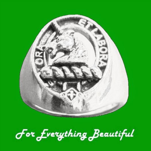 Image 0 of Clan Badge Raised Relief Oval Clan Crest 10K White Gold Mens Ring 