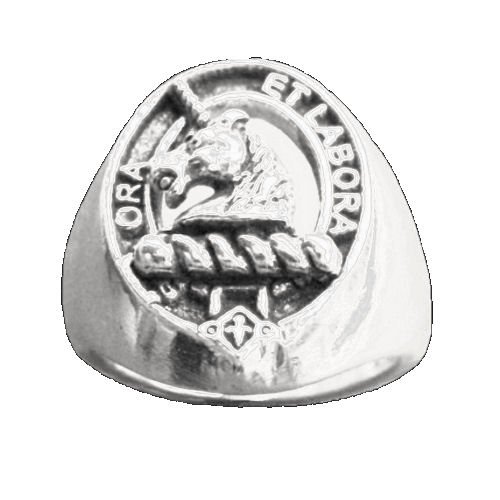 Image 1 of Clan Badge Raised Relief Oval Clan Crest 10K White Gold Mens Ring 