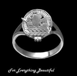 Clan Badge No Motto Small Clan Crest Sterling Silver Ladies Ring