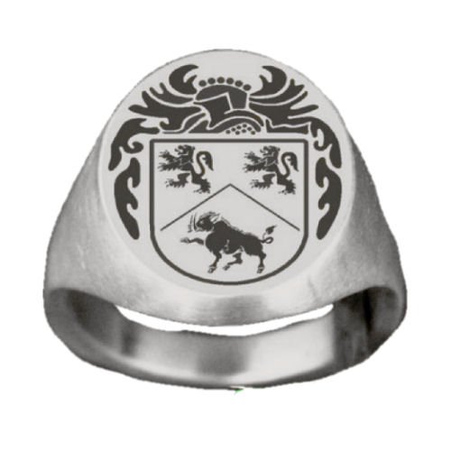 Image 1 of Knight Series Raised Relief Coat of Arms 10K White Gold Mens Ring