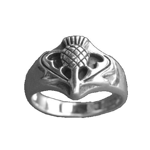 Image 1 of Thistle Raised Relief Sterling Silver Ladies Ring