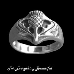 Thistle Raised Relief Sterling Silver Ladies Ring