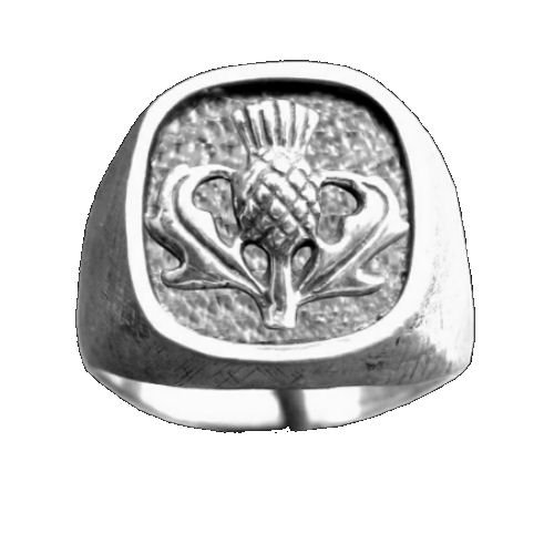 Image 1 of Thistle Raised Relief Inlet Sterling Silver Mens Ring