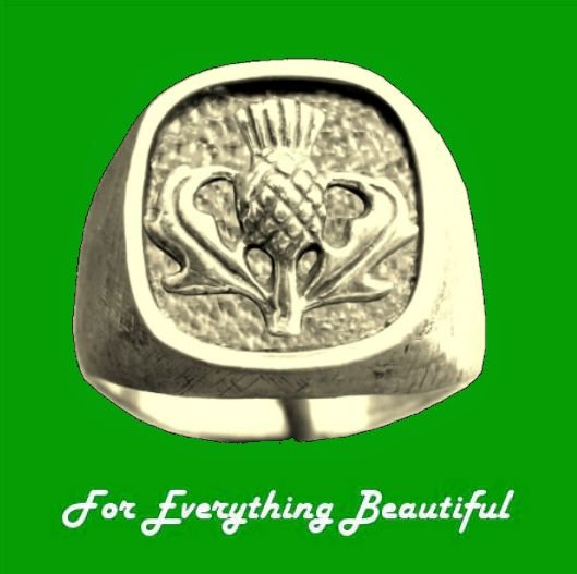 Image 0 of Thistle Raised Relief Inlet 10K Yellow Gold Mens Ring 