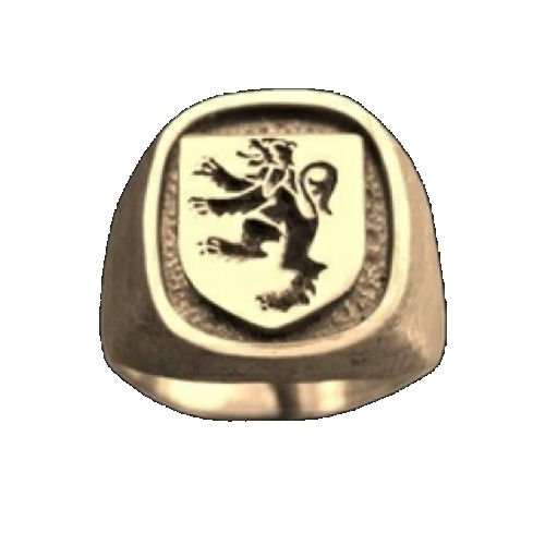 Image 1 of Rampant Lion Engraved Inlet 10K Yellow Gold Mens Ring