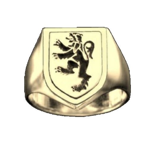 Image 1 of Rampant Lion Engraved Shield 10K Yellow Gold Mens Ring