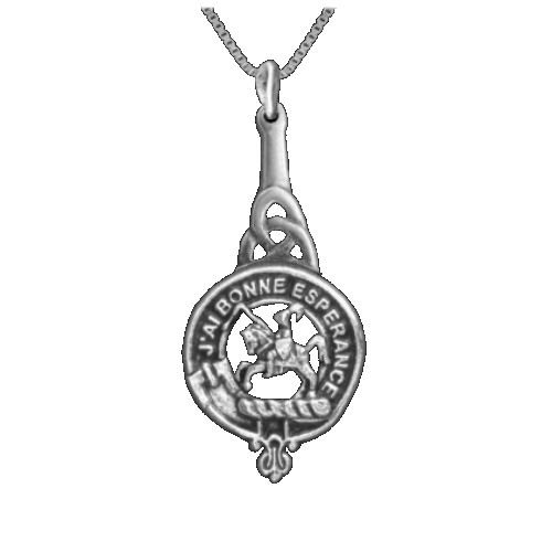 Image 1 of Clan Crest Interlace Drop Clan Badge Stylish Pewter Pendant 