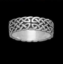 Celtic Interlace Endless Sterling Silver Mens Ring Wedding Band